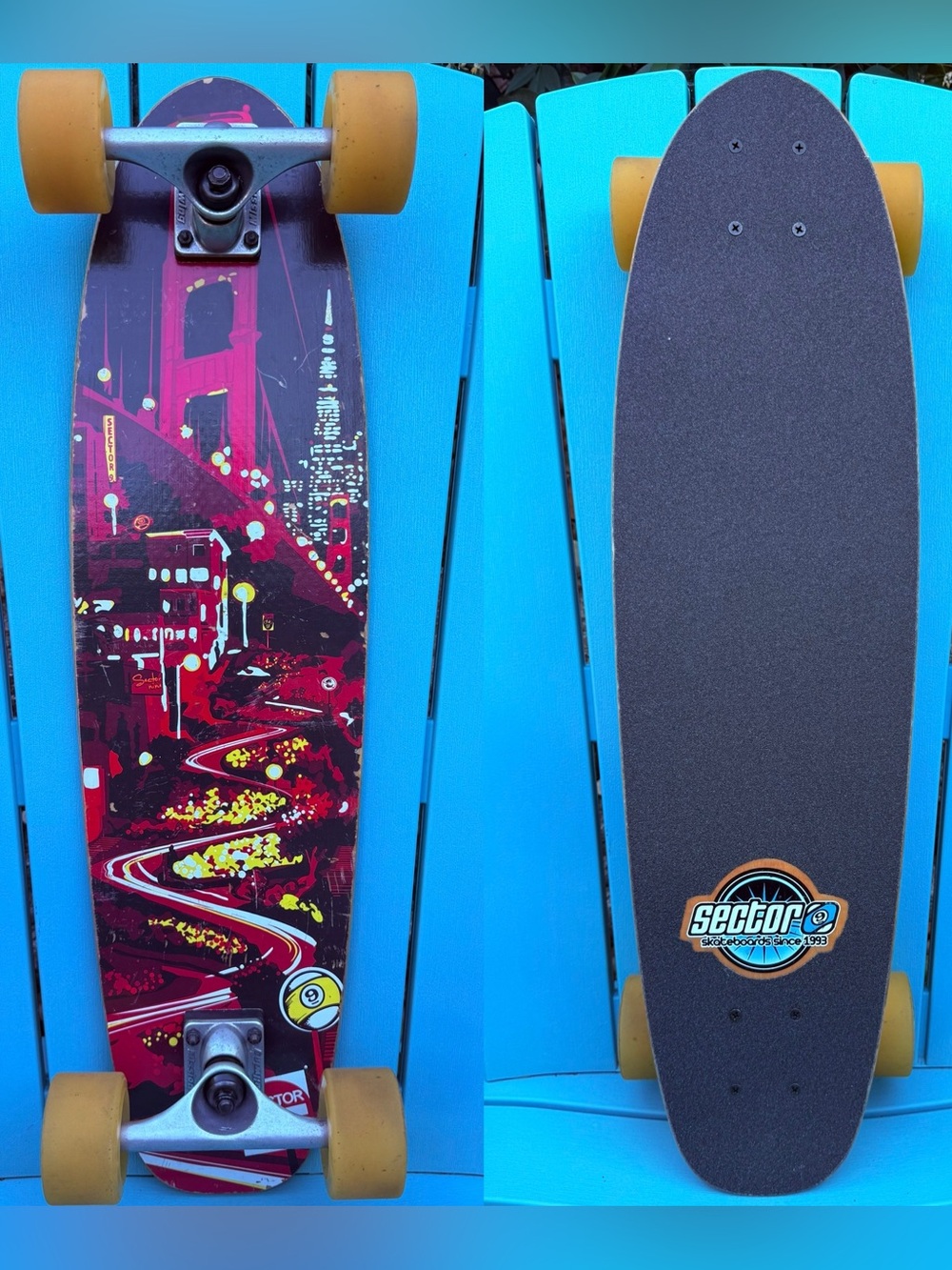 Sector 9 Skateboards Vintage San Francisco Theme Complete Skateboard 8.0” x 30”